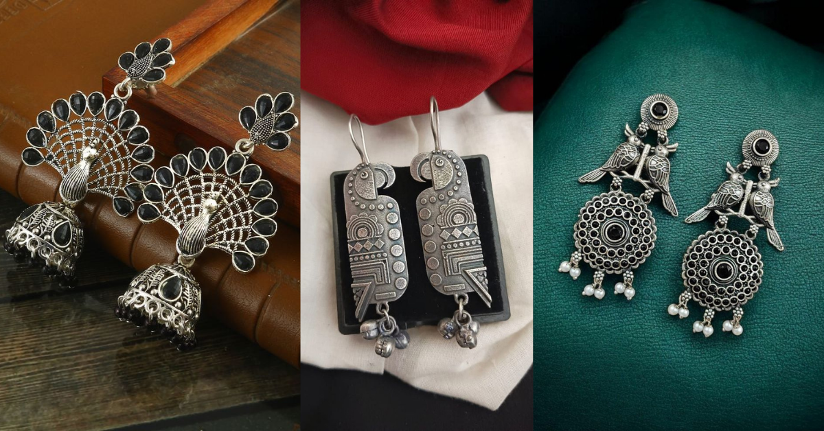 Bird motif oxidised earrings for Garba – trendy lightweight jewellery designs for Navratri 2025