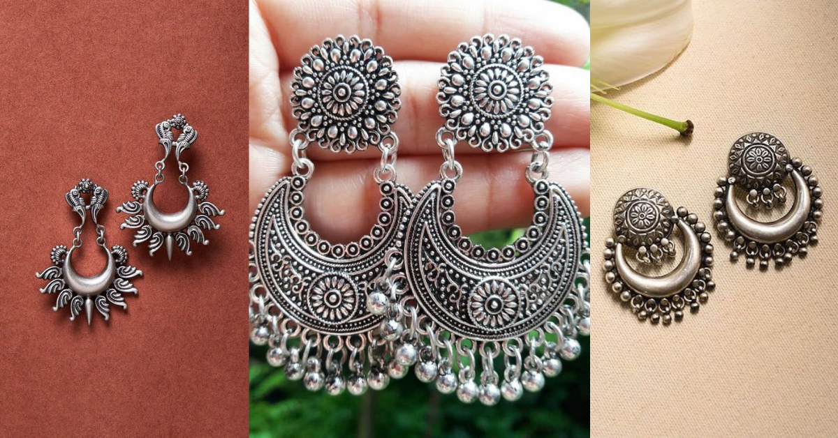 Oxidised silver chandbalis designs – trending festive earrings to match chaniya choli and Navratri outfits